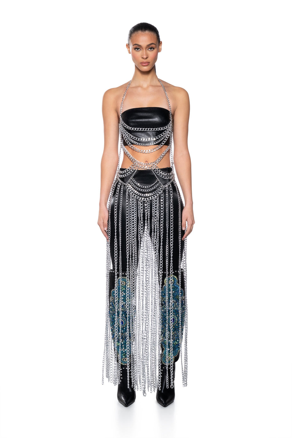GOODBYE ANGEL CHAIN OVERLAY MAXI DRESS