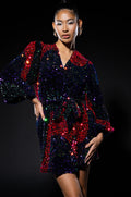 ON MY TIME SEQUIN WRAP MINI DRESS