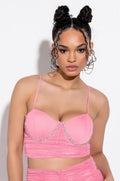PERSEPHONE CROPPED MESH RHINESTONE TRIM TANK