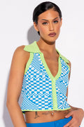 PLAY IT AGAIN CROPPED COLLARED TOP