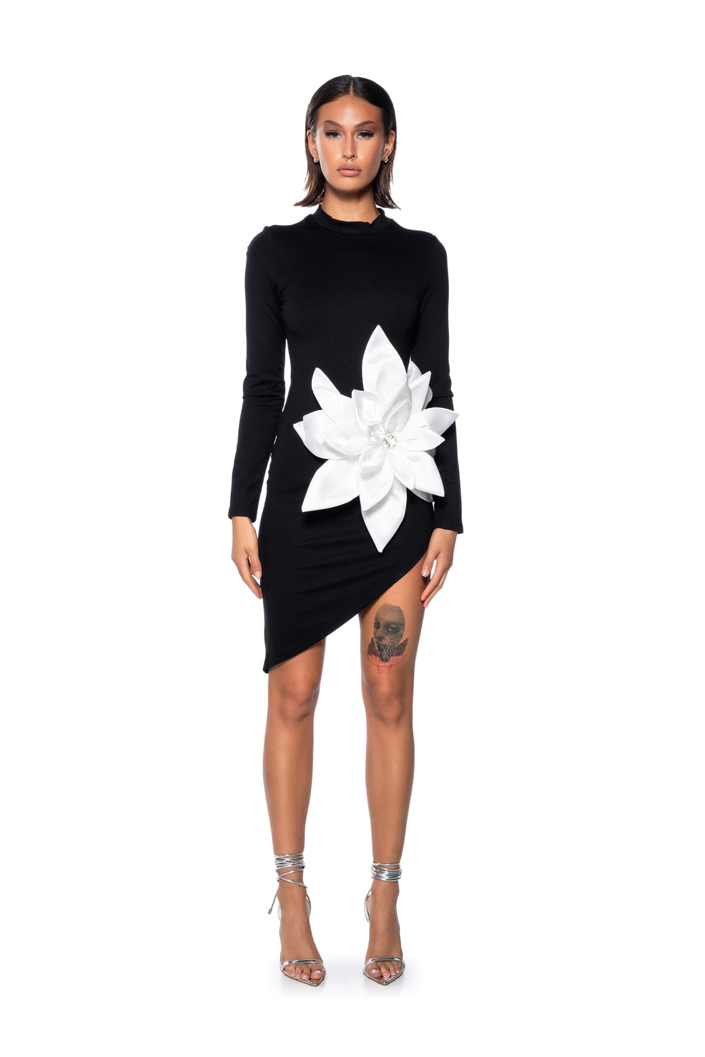 ROXANA ASYMMETRIC LONG SLEEVE MINI DRESS