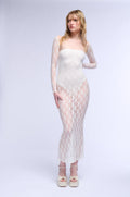 SIANNE STRAPLESS FLORAL LACE MAXI DRESS