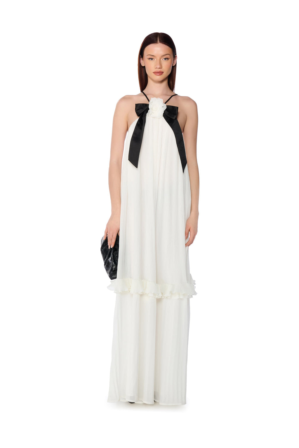 SIMPLY STATUESQUE FLOWER DETAIL MAXI DRESS