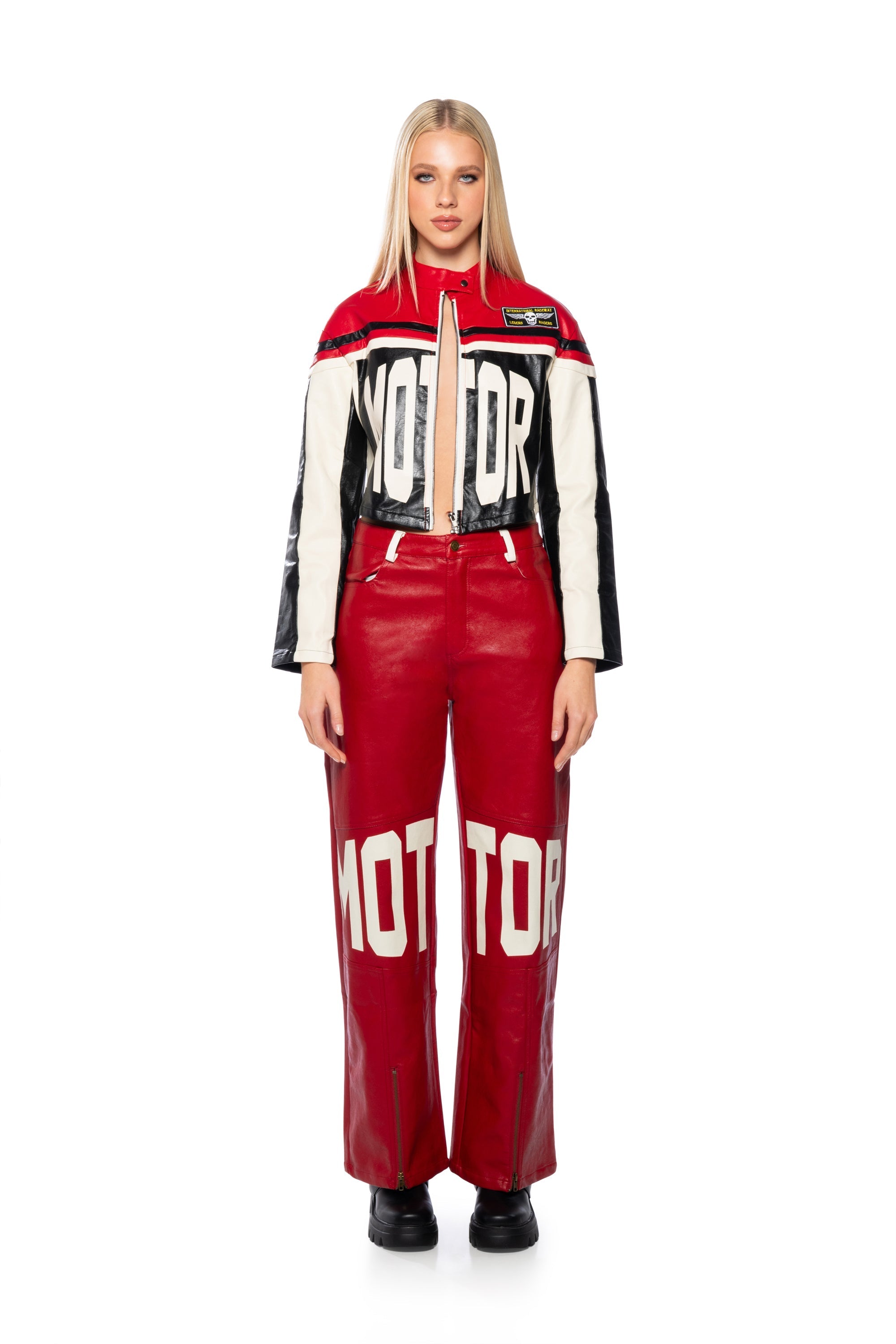 SPEED UP MOTOR FAUX LEATHER PANT