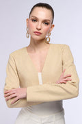 STARTING SOMETHING RHINESTONE NET OPEN FRONT CROPPED JACKET