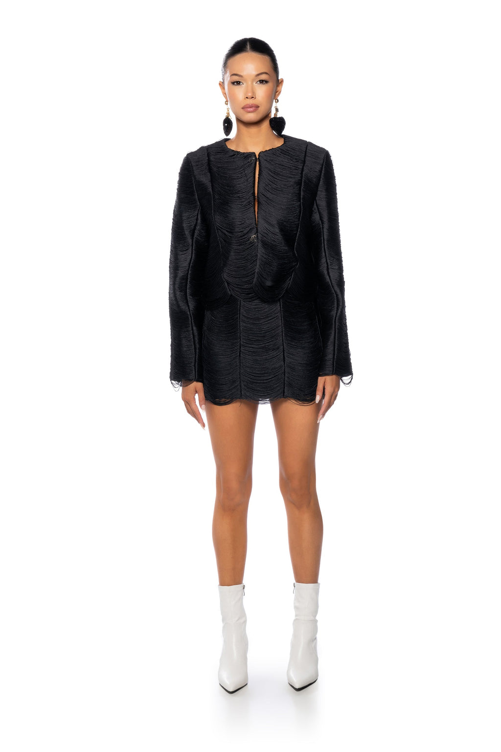STRING ALONG FRINGE DETAIL MINI SKIRT