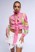 SWEPT AWAY BOW DETAIL LONG SLEEVE BLOUSE
