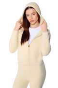 UNWIND FUZZY ZIP UP HOODED SWEATER